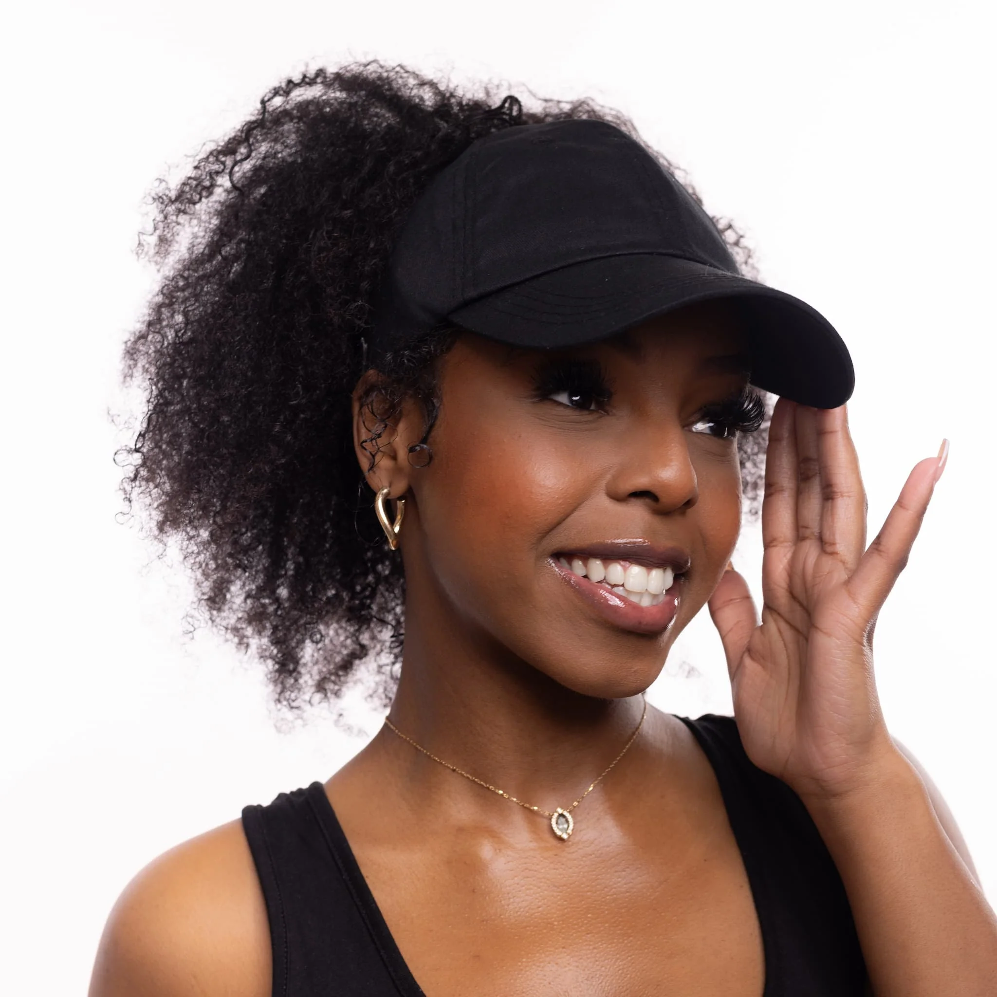 Only Curls Satin Lined Baseball Hat - Black - Image 4