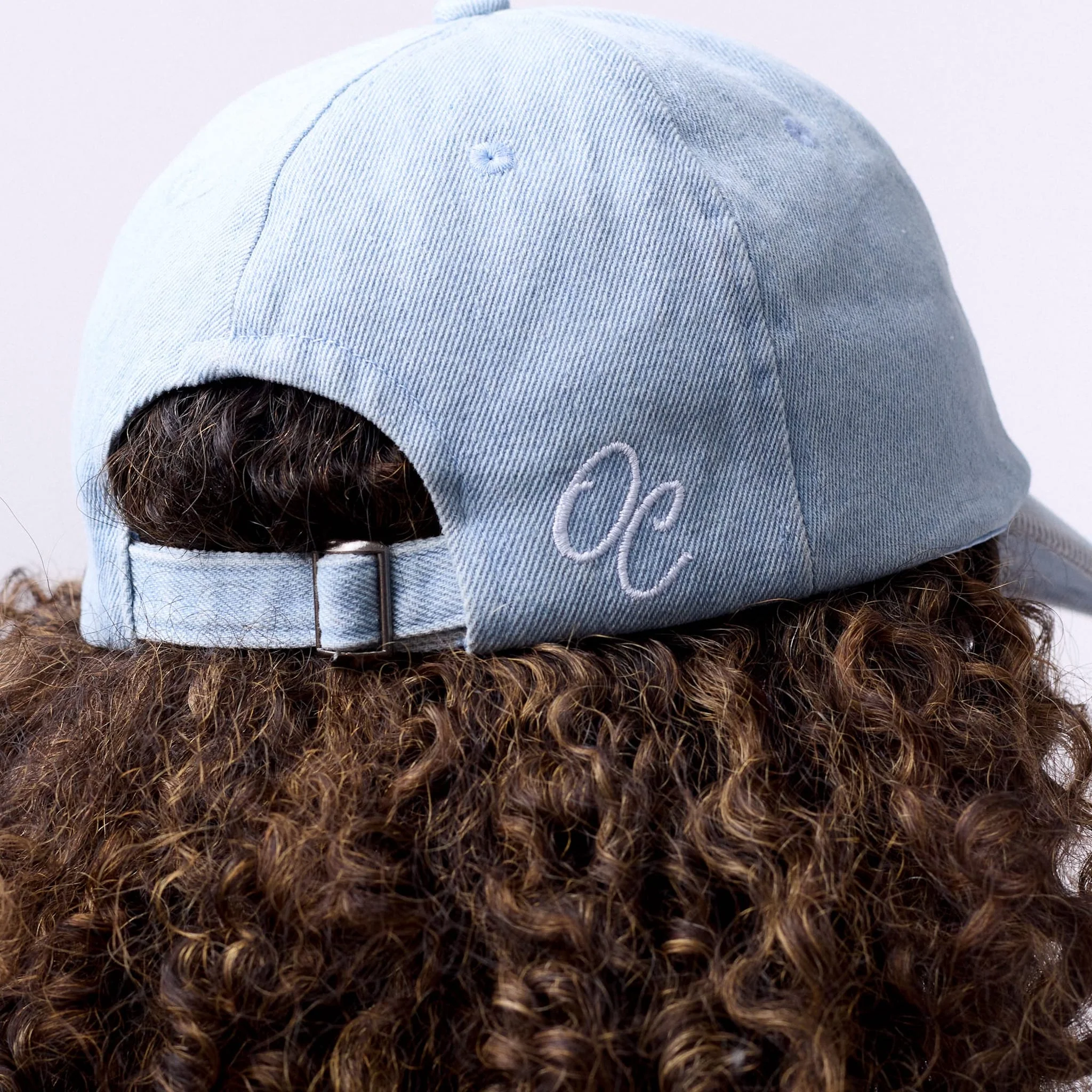 Only Curls Satin Lined Baseball Hat - Denim Blue - Image 3