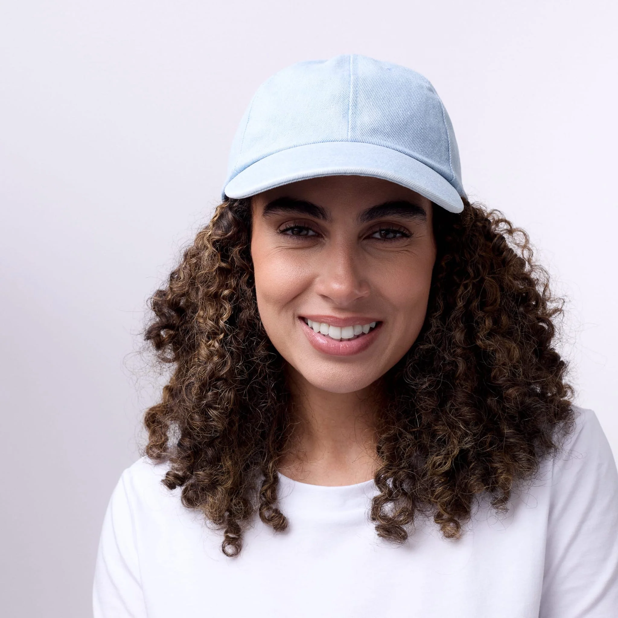 Only Curls Satin Lined Baseball Hat - Denim Blue - Image 4