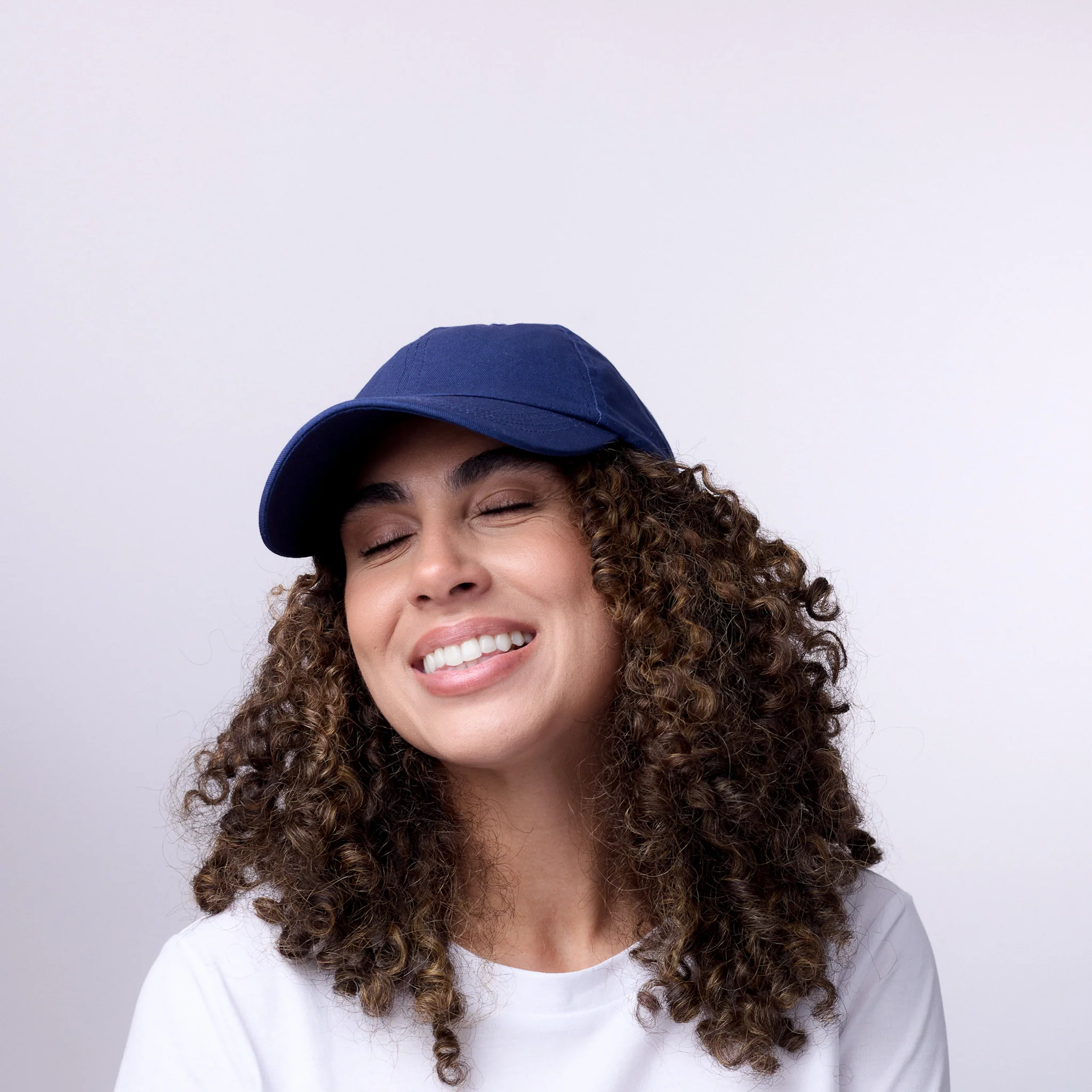 Only Curls Satin Lined Baseball Hat - Navy - Image 3