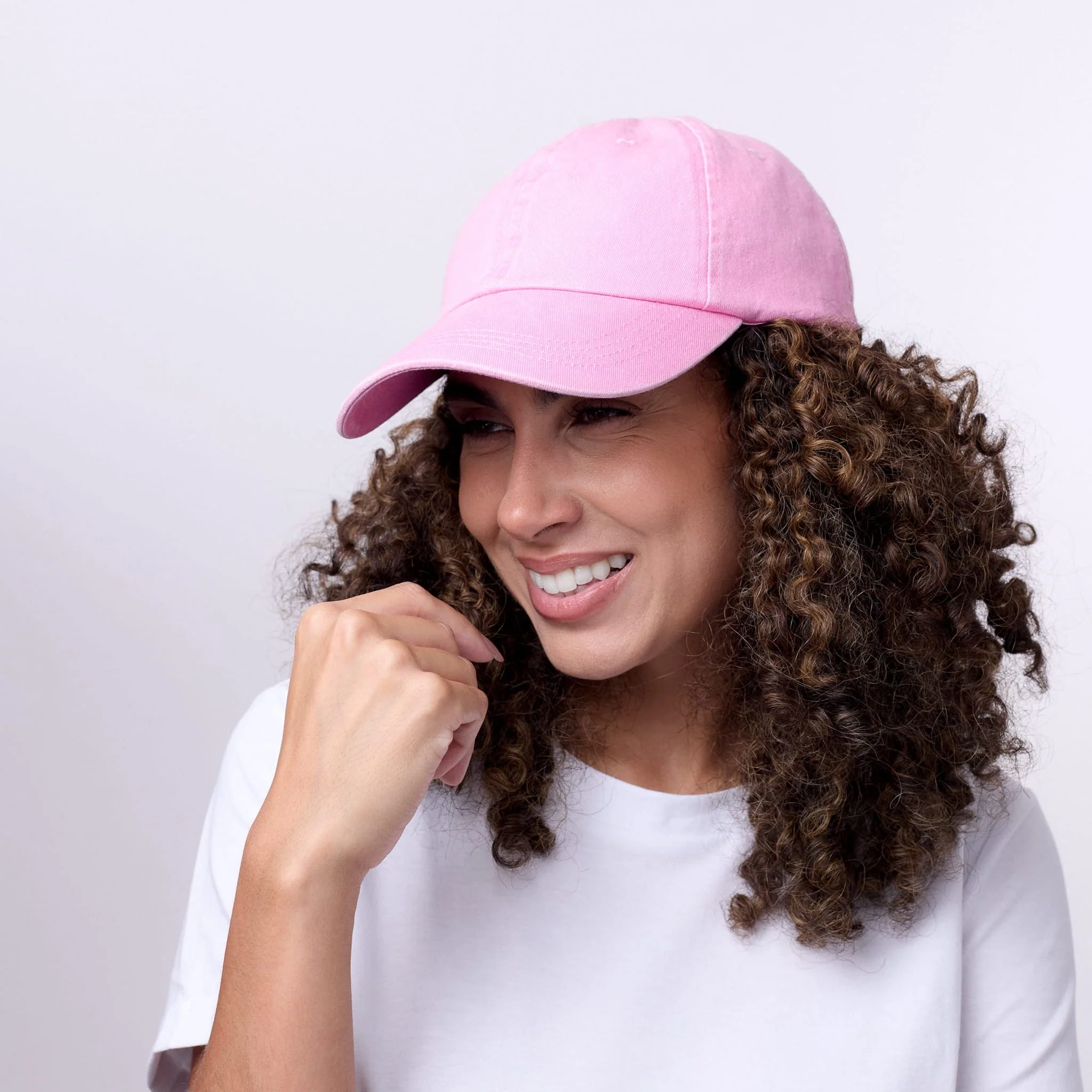 Only Curls Satin Lined Baseball Hat - Washed Pink - Image 3