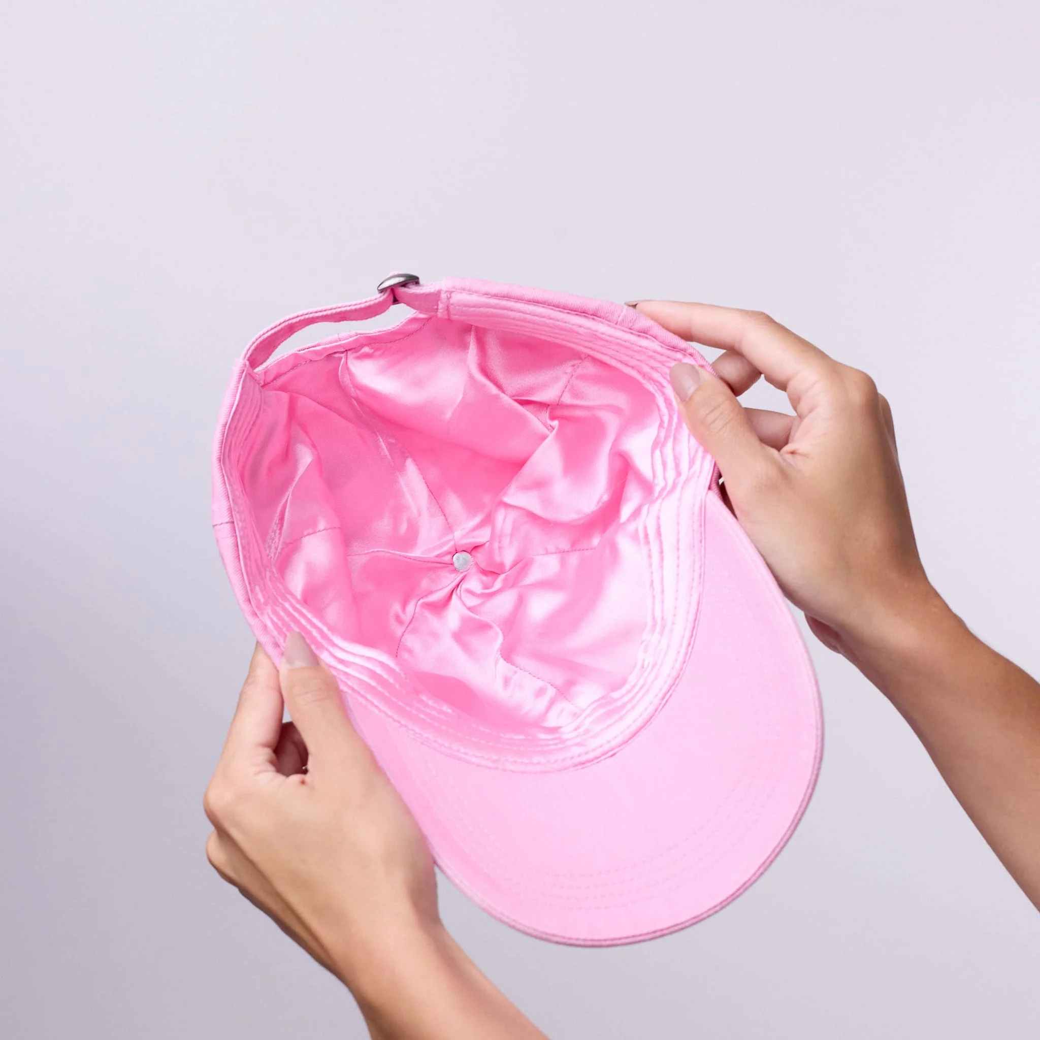 Only Curls Satin Lined Baseball Hat - Washed Pink - Image 5