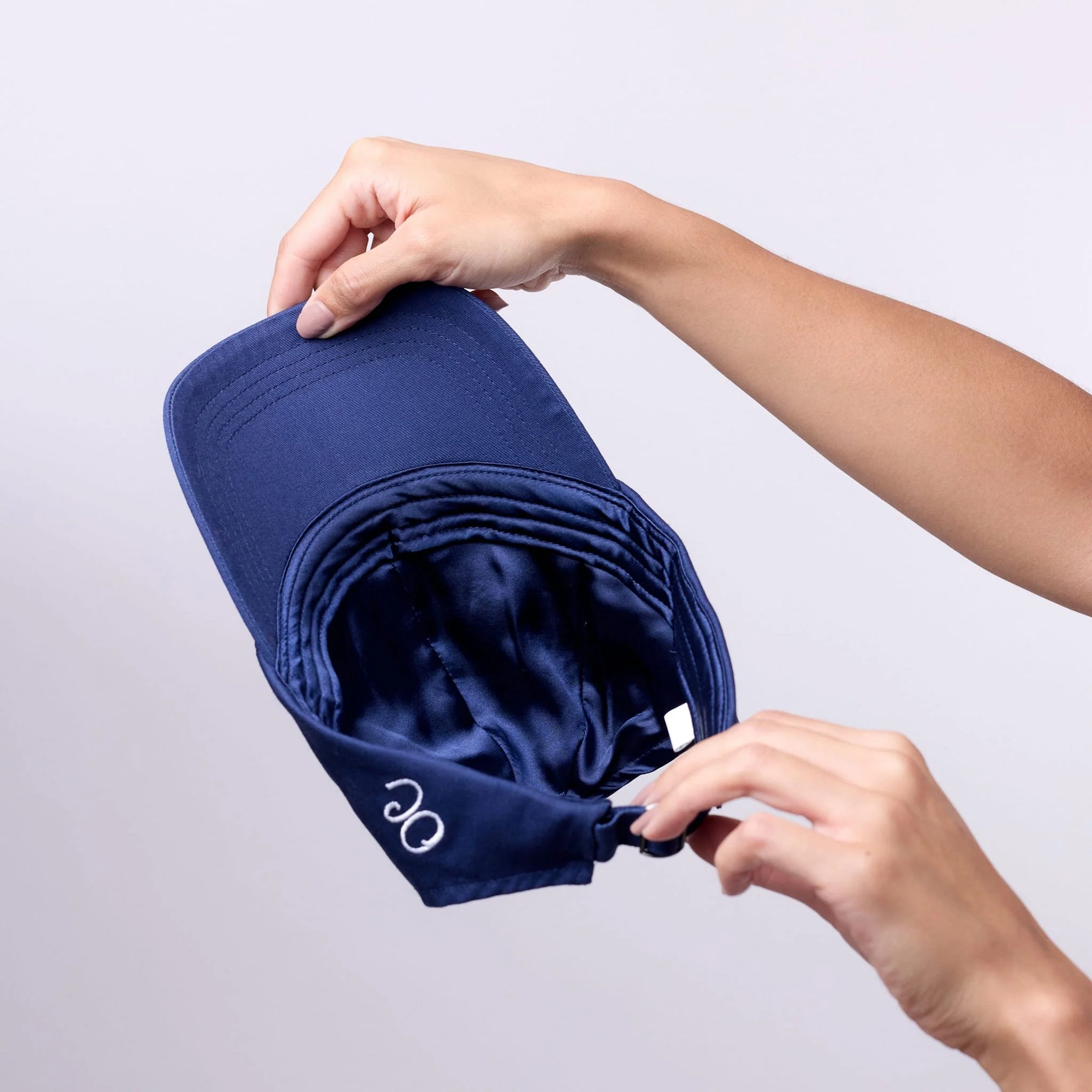 Only Curls Satin Lined Baseball Hat (with open back) - Navy - Image 6