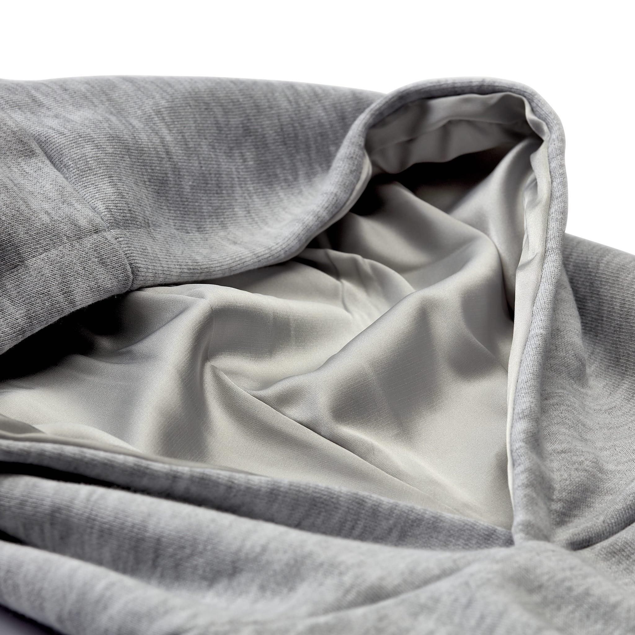 Only Curls Satin Lined Hoodie, Relaxed Fit - Grey Marl - Image 10