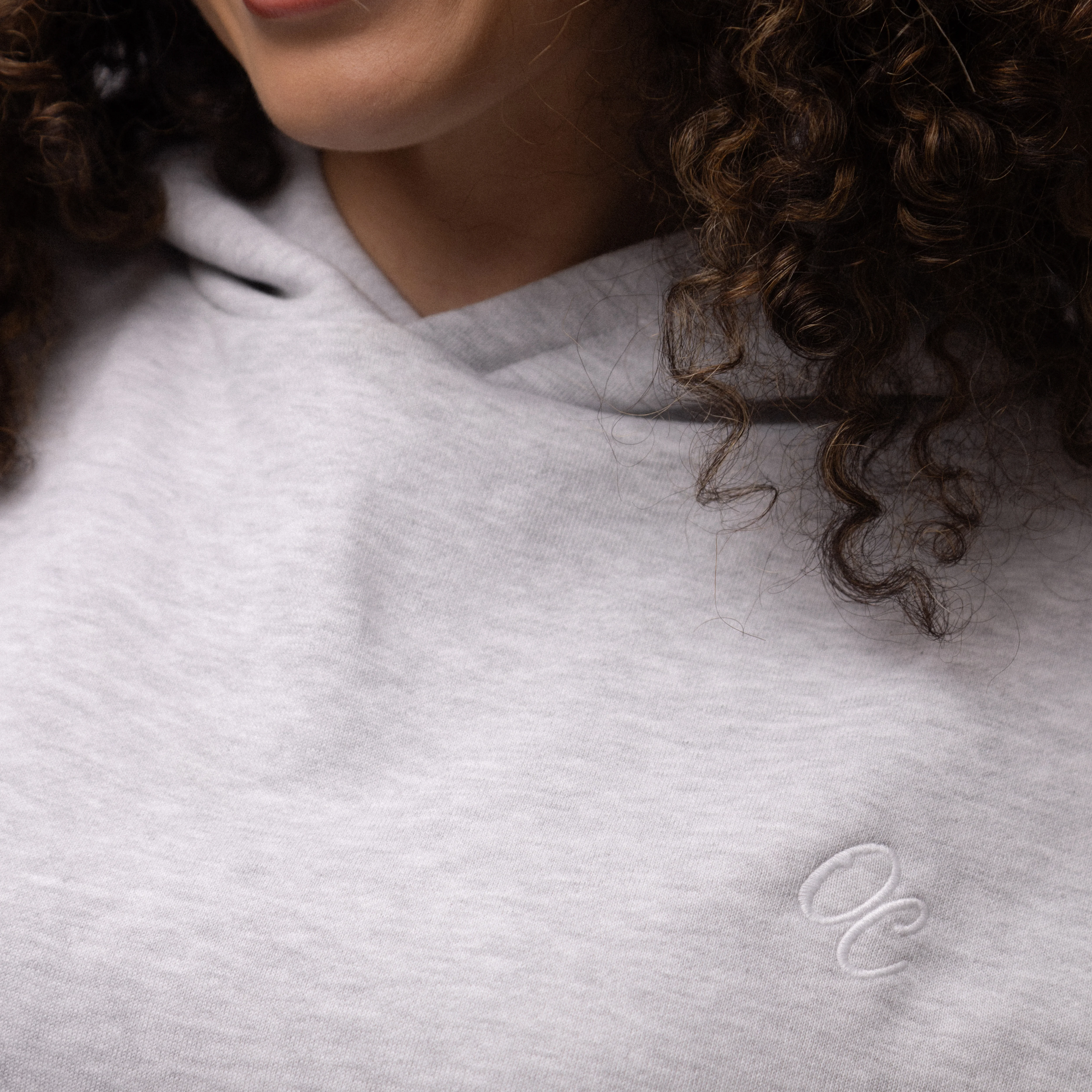 Only Curls Satin Lined Hoodie, Relaxed Fit - Grey Marl - Image 7