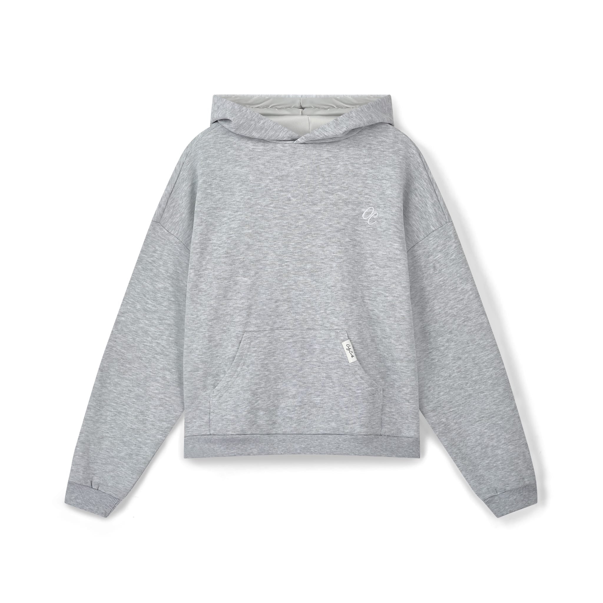 Only Curls Satin Lined Hoodie, Relaxed Fit - Grey Marl - Image 8