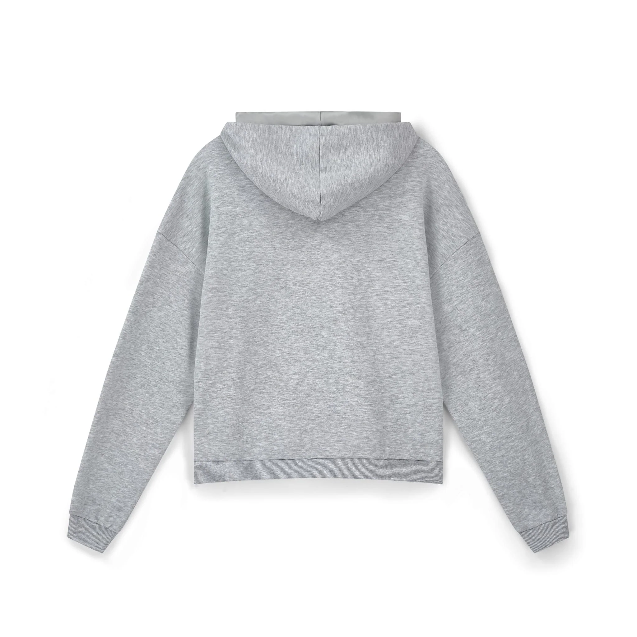 Only Curls Satin Lined Hoodie, Relaxed Fit - Grey Marl - Image 9