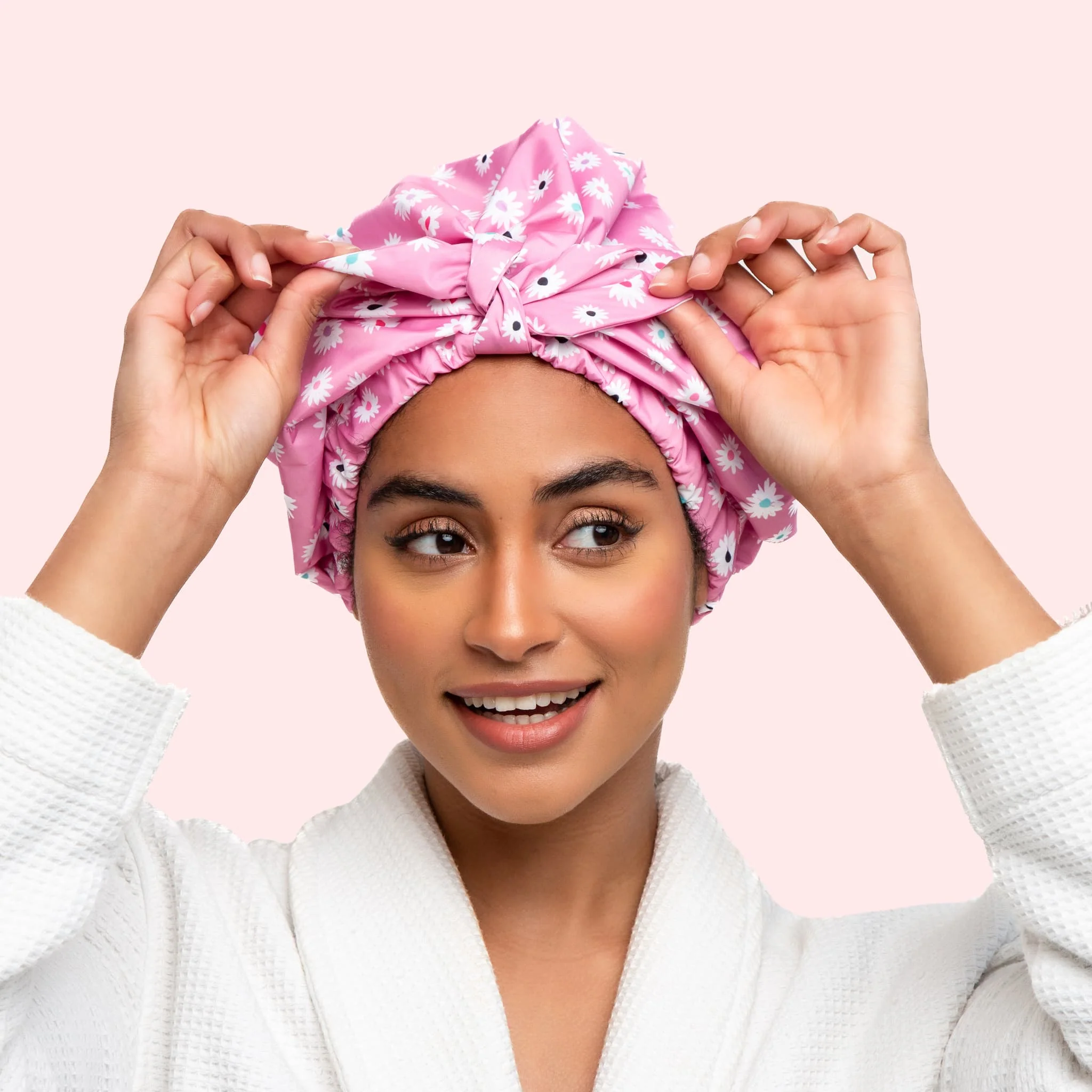 Only Curls Shower Cap - Dusty Pink Daisy - Image 3
