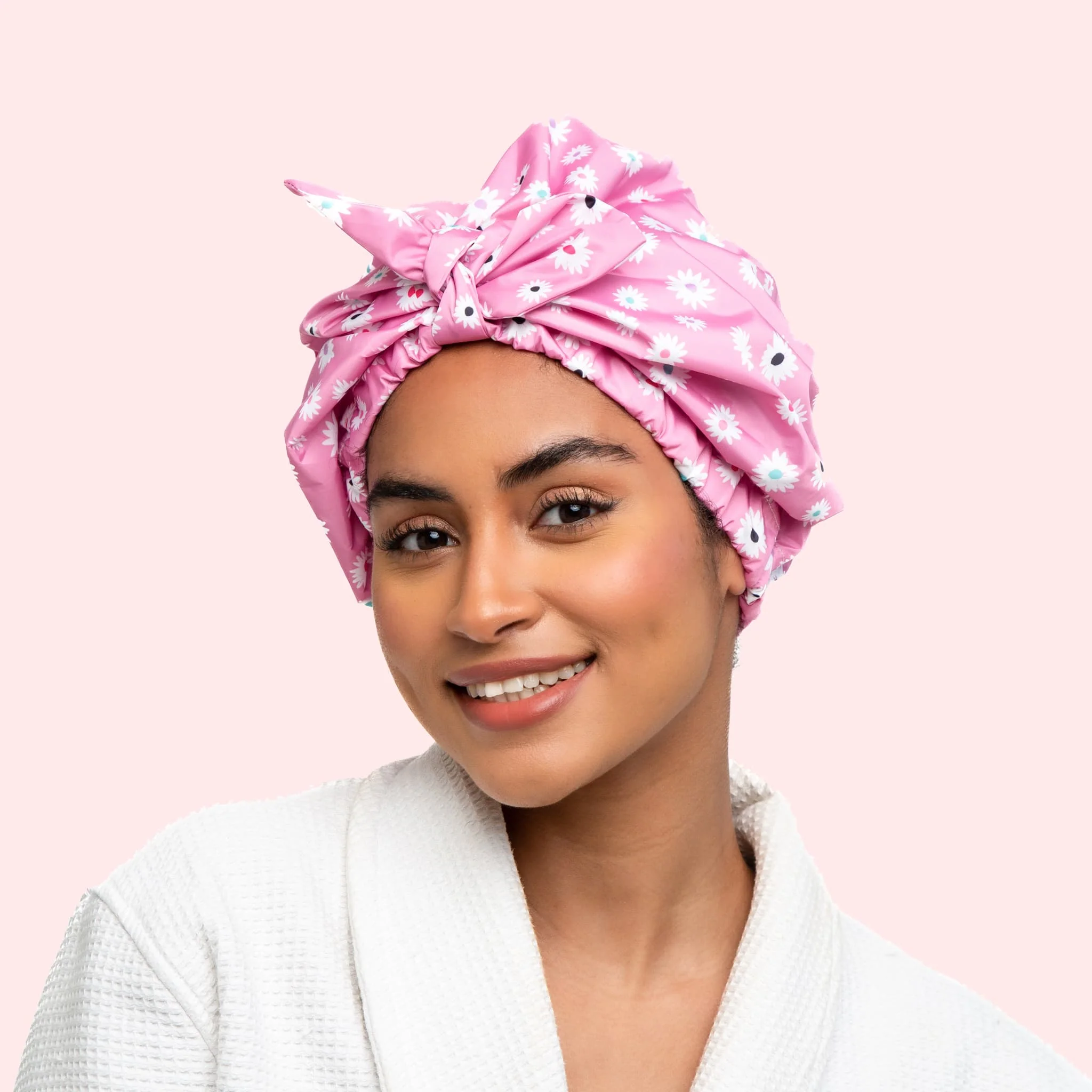 Only Curls Shower Cap - Dusty Pink Daisy - Image 4