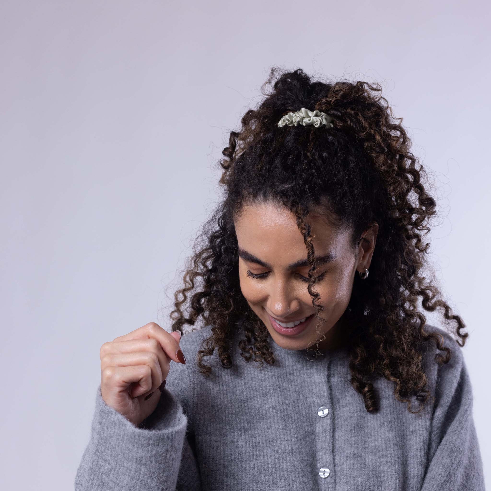 Only Curls Silk Scrunchies (Mini) - Sage - Image 3