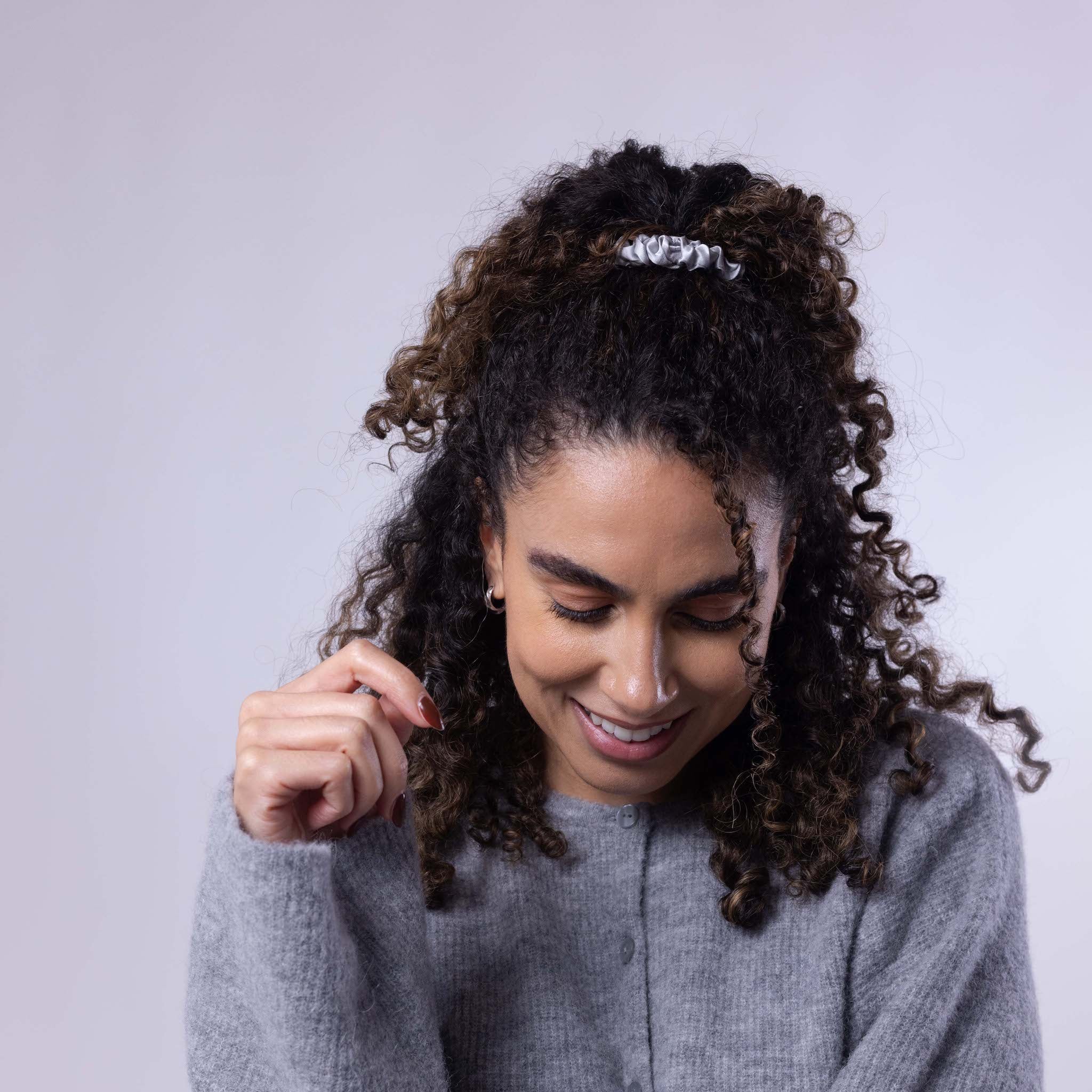 Only Curls Silk Scrunchies (Mini) - Silver - Image 3