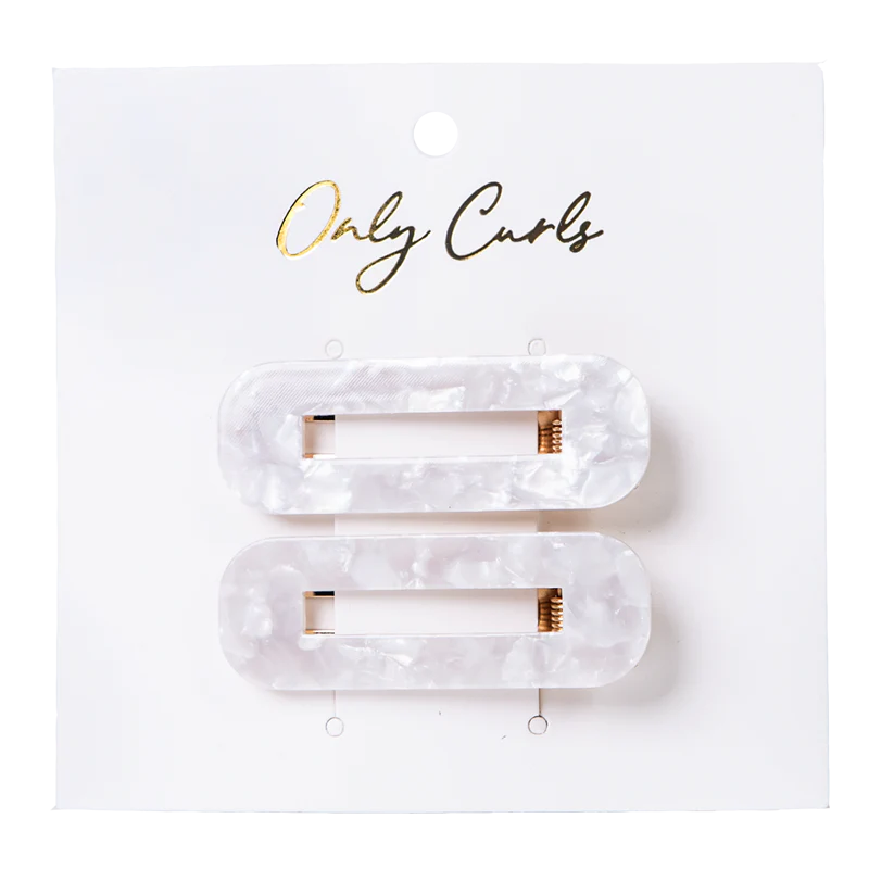 Only Curls Crocodile Hair Clips - White Shimmer